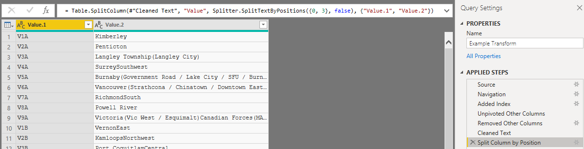 Split Column by Position